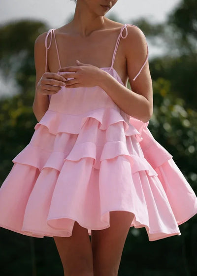 Reverie - Women's Multi-layer Ruffled Spaghetti Straps Dress