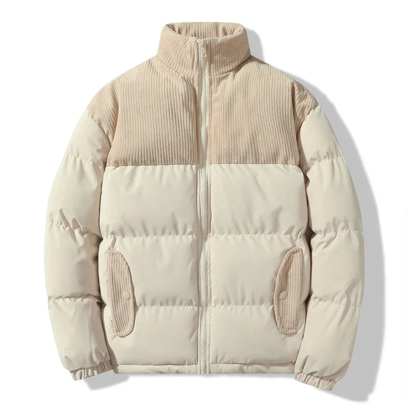 Unisex quilted jacket with corduroy details - Aiden