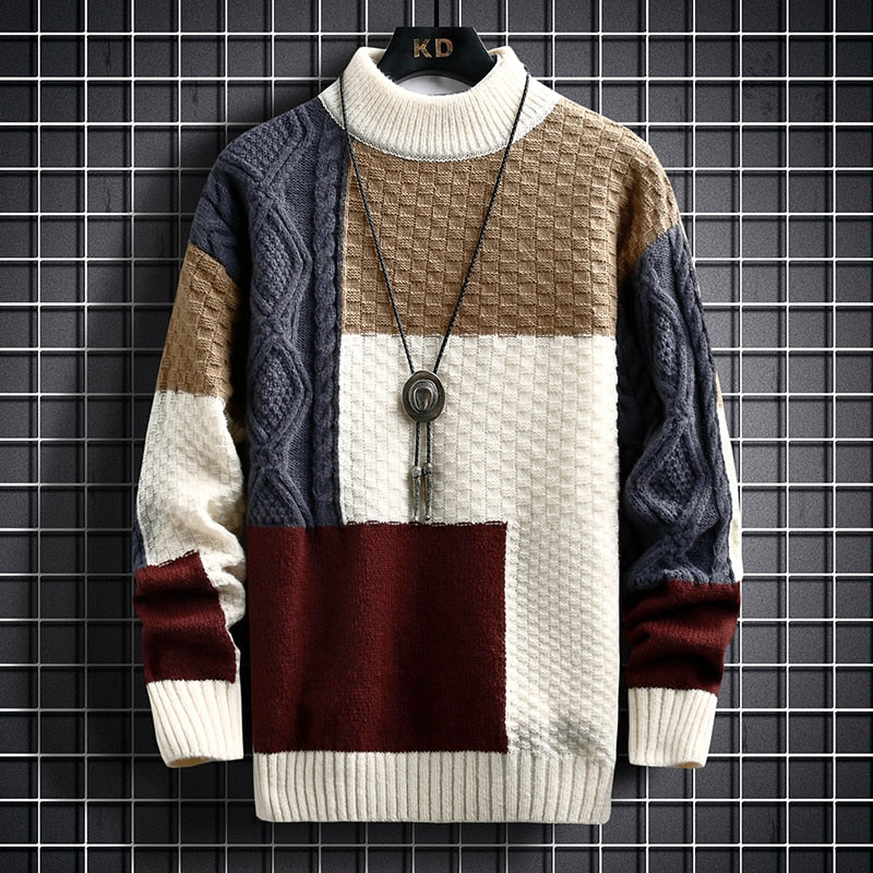 Pullover - Men - Color Block Knit - Textured Pattern - Matteo