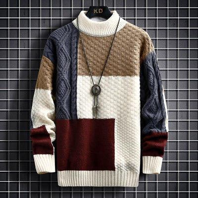 Pullover - Men - Color Block Knit - Textured Pattern - Matteo