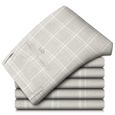 Elegant checked stretch trousers for men