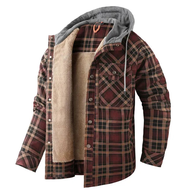 Men's Checked Hooded Flannel Overshirt - Lewis