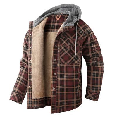 Men's Checked Hooded Flannel Overshirt - Lewis