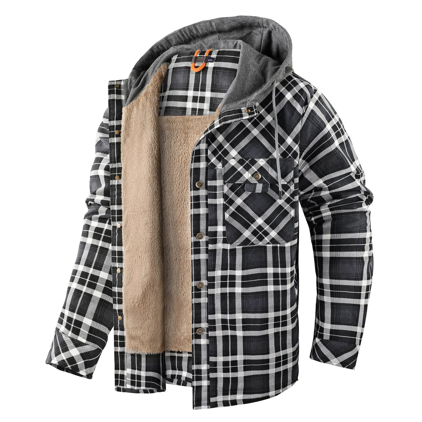 Men's Checked Hooded Flannel Overshirt - Lewis