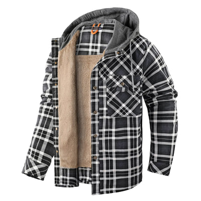 Men's Checked Hooded Flannel Overshirt - Lewis