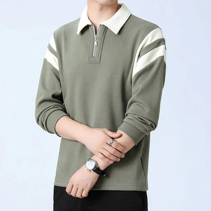 Spliced sweater with half zipper - Eloy