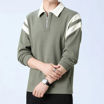 Spliced sweater with half zipper - Eloy