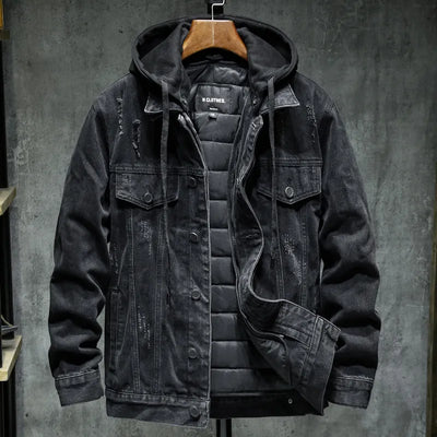 Men's denim jacket with hood - Shinji