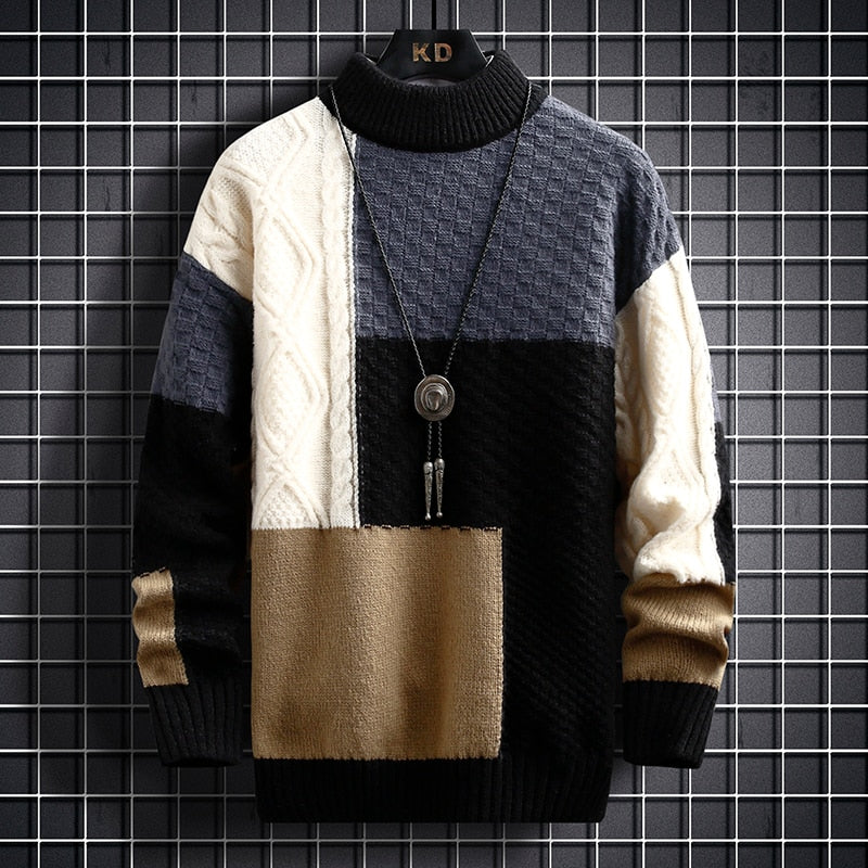 Pullover - Men - Color Block Knit - Textured Pattern - Matteo