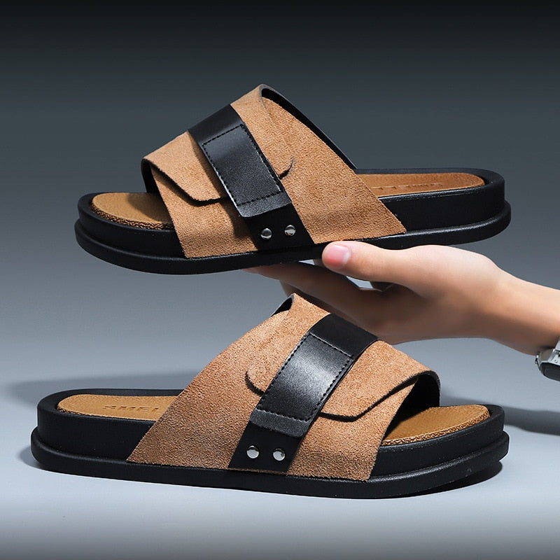 Men's sandals in matt leather