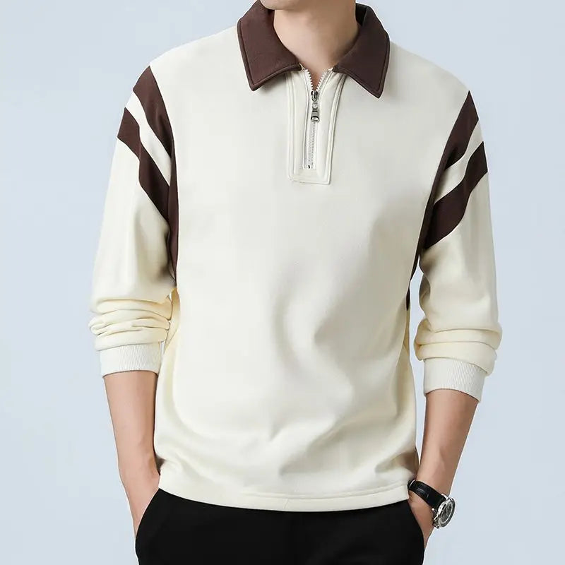 Spliced sweater with half zipper - Eloy