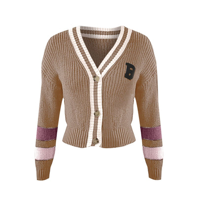 Women's Striped Knit Button Cardigan - Clémence