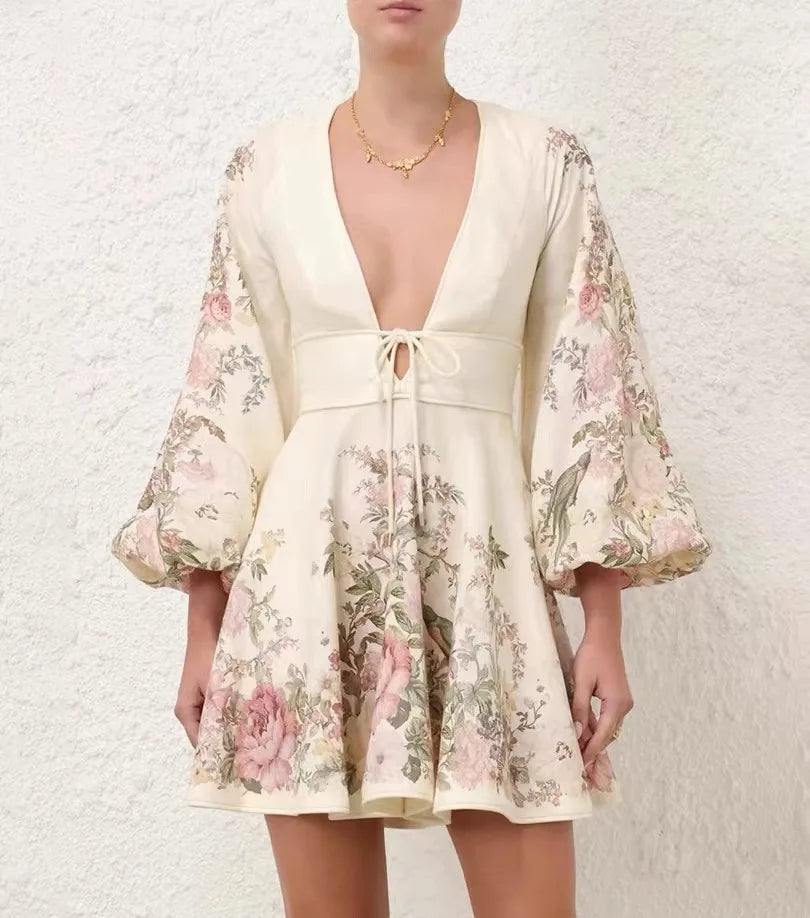 Mahalia - Floral Print Tie-Front Dress