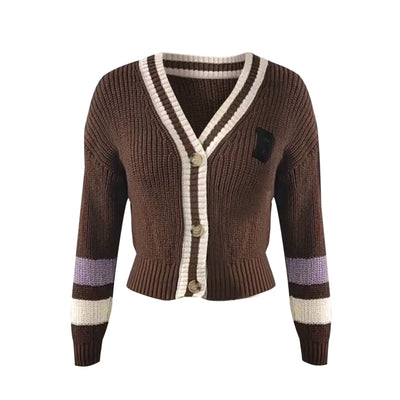 Women's Striped Knit Button Cardigan - Clémence