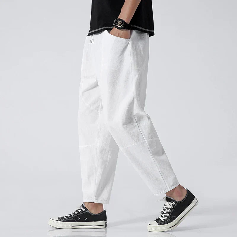 High-quality men's linen trousers in various colours