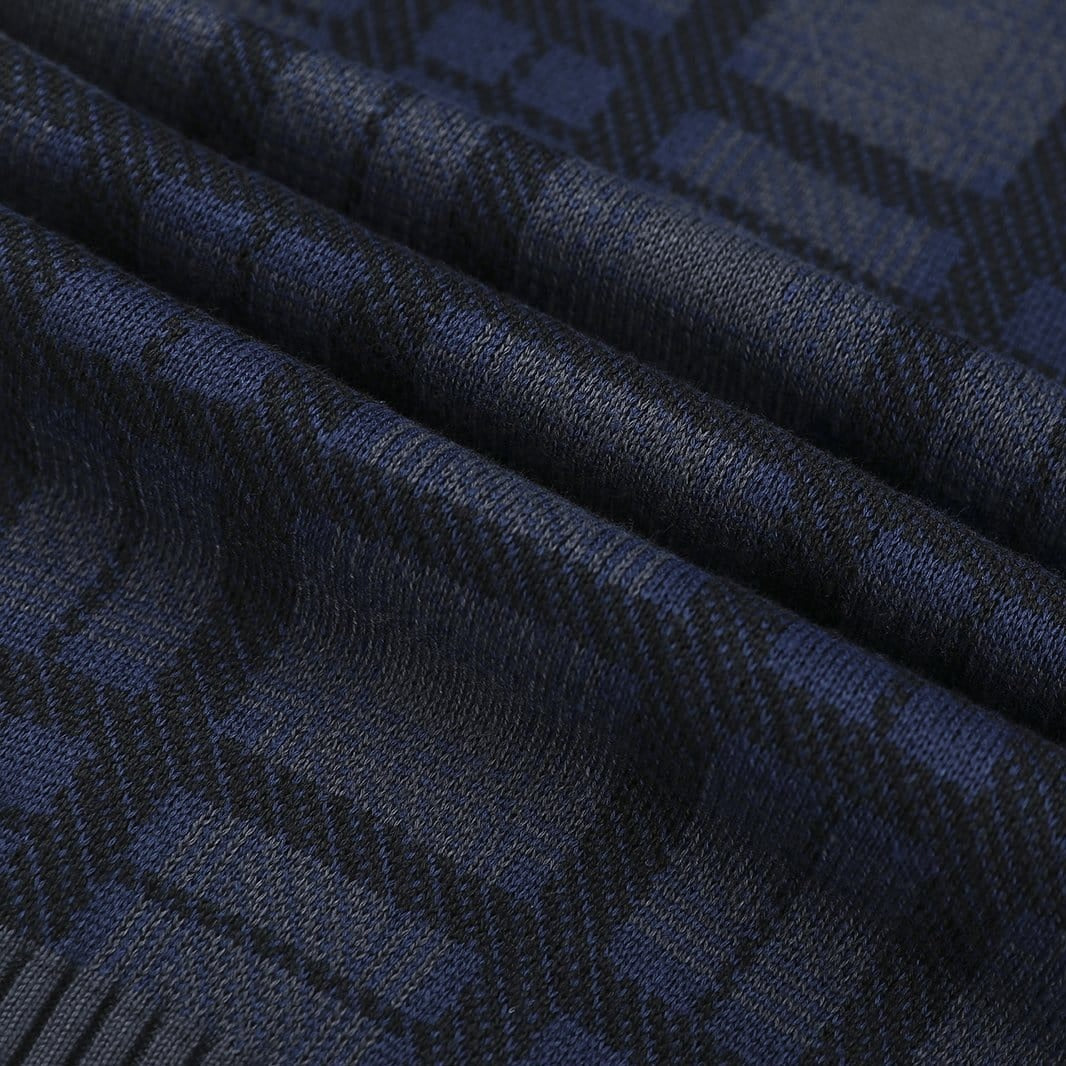 Hooded Sweater - Men - Plaid Knit Design - Ribbed Cuffs - Dario