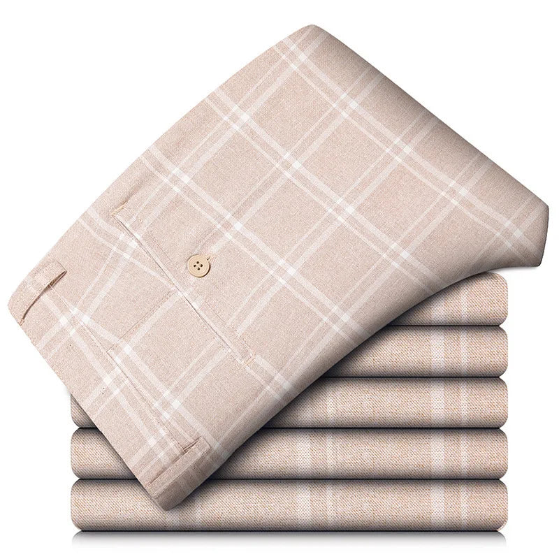 Elegant checked stretch trousers for men