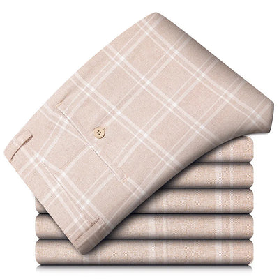 Elegant checked stretch trousers for men