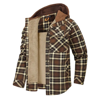 Men's Checked Hooded Flannel Overshirt - Lewis