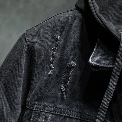 Men's denim jacket with hood - Shinji