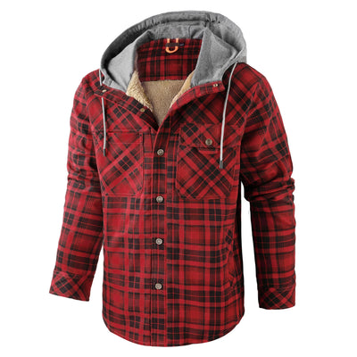 Men's Checked Hooded Flannel Overshirt - Lewis