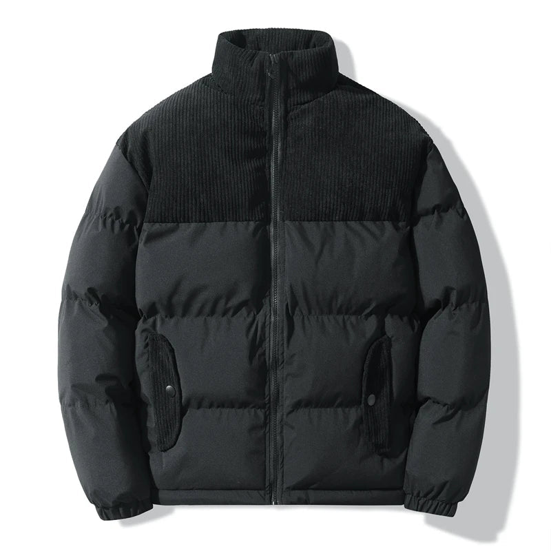 Unisex quilted jacket with corduroy details - Aiden