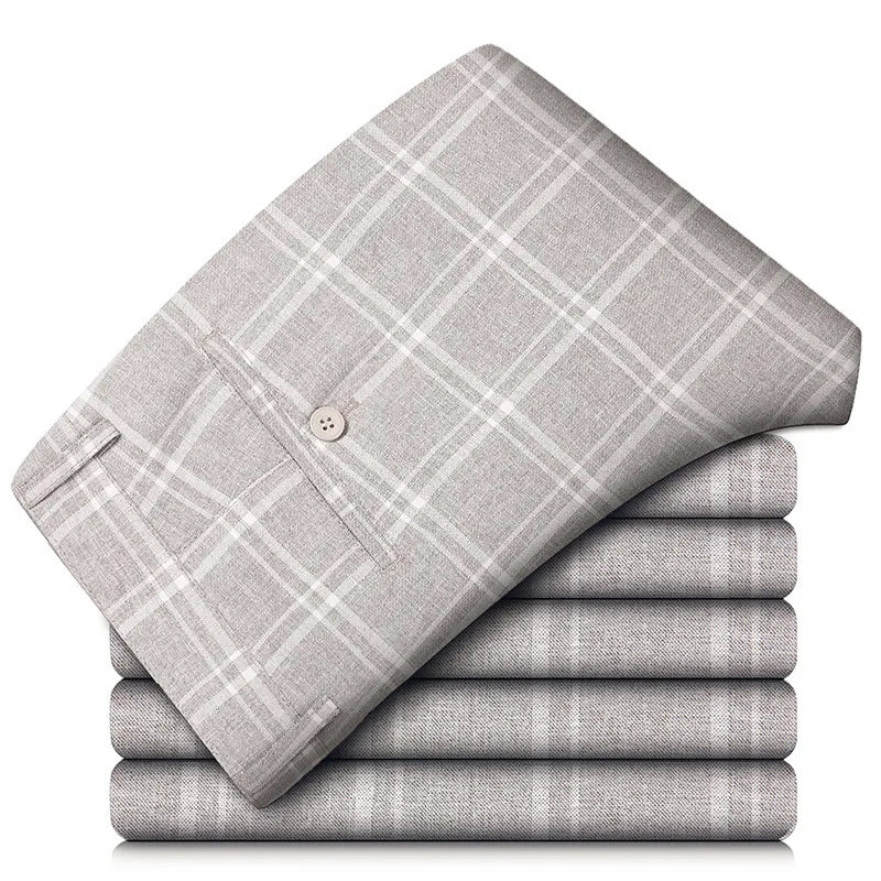 Elegant checked stretch trousers for men