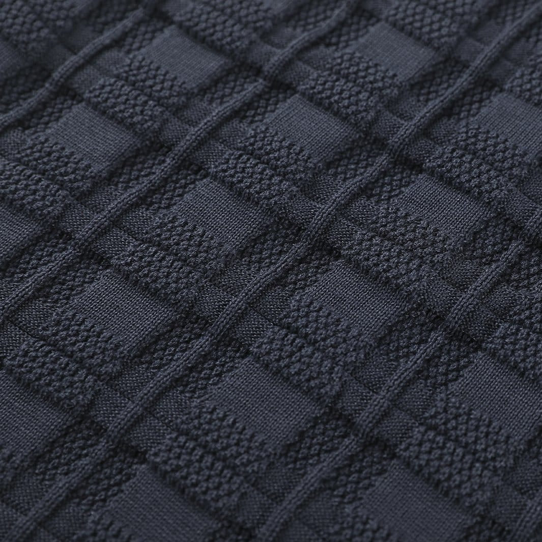 Hooded Sweater - Men - Plaid Knit Design - Ribbed Cuffs - Dario