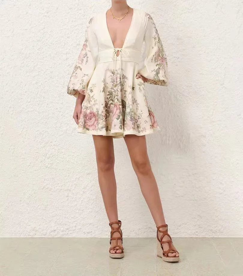 Mahalia - Floral Print Tie-Front Dress