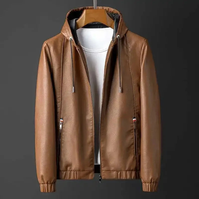 Leather jacket with hood - Aurelio