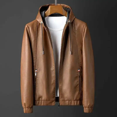 Leather jacket with hood - Aurelio