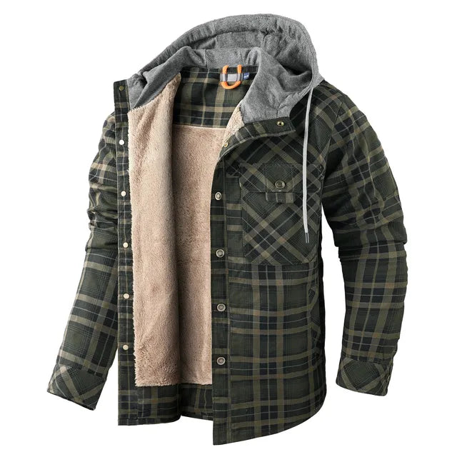 Men's Checked Hooded Flannel Overshirt - Lewis