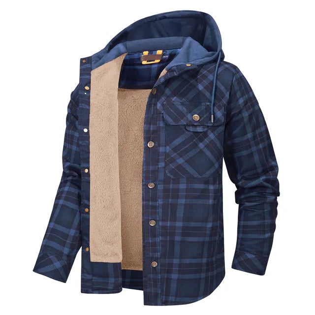 Men's Checked Hooded Flannel Overshirt - Lewis