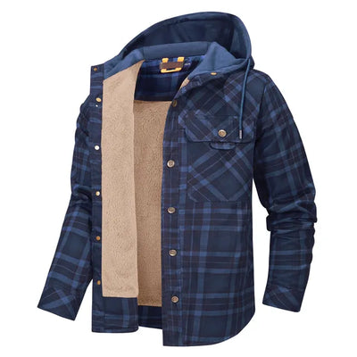 Men's Checked Hooded Flannel Overshirt - Lewis