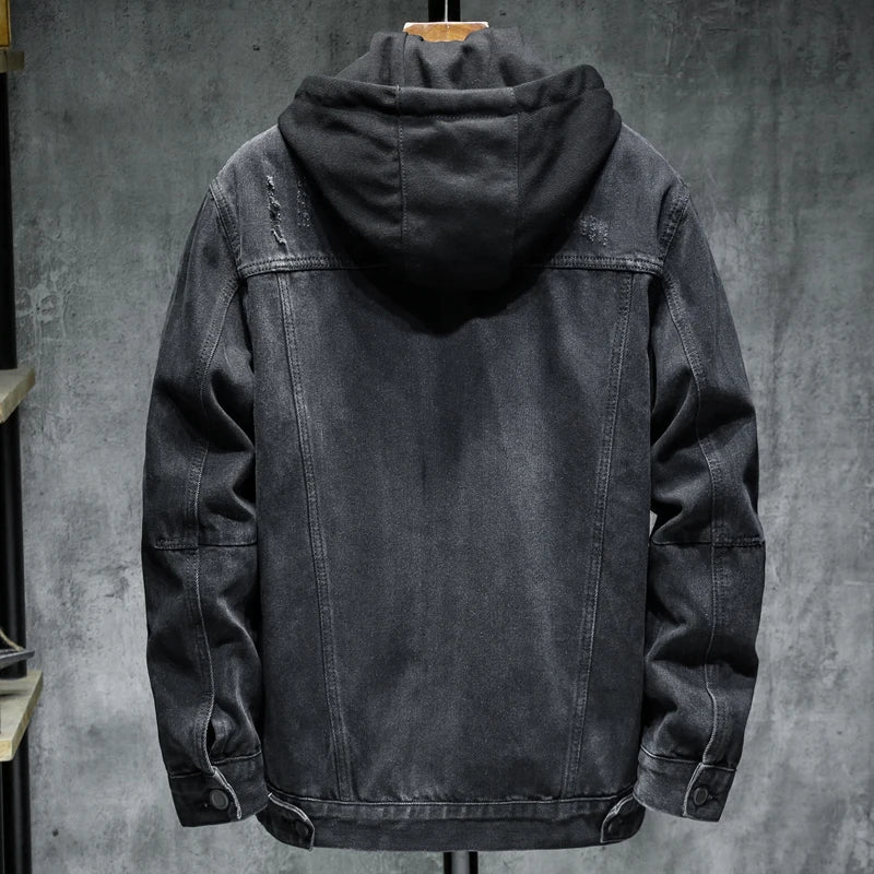 Men's denim jacket with hood - Shinji