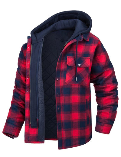 Men's Checked Hooded Flannel Overshirt - Lewis
