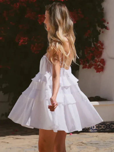 Reverie - Women's Multi-layer Ruffled Spaghetti Straps Dress