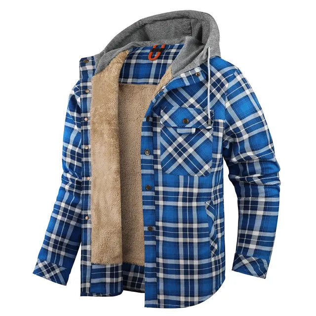 Men's Checked Hooded Flannel Overshirt - Lewis