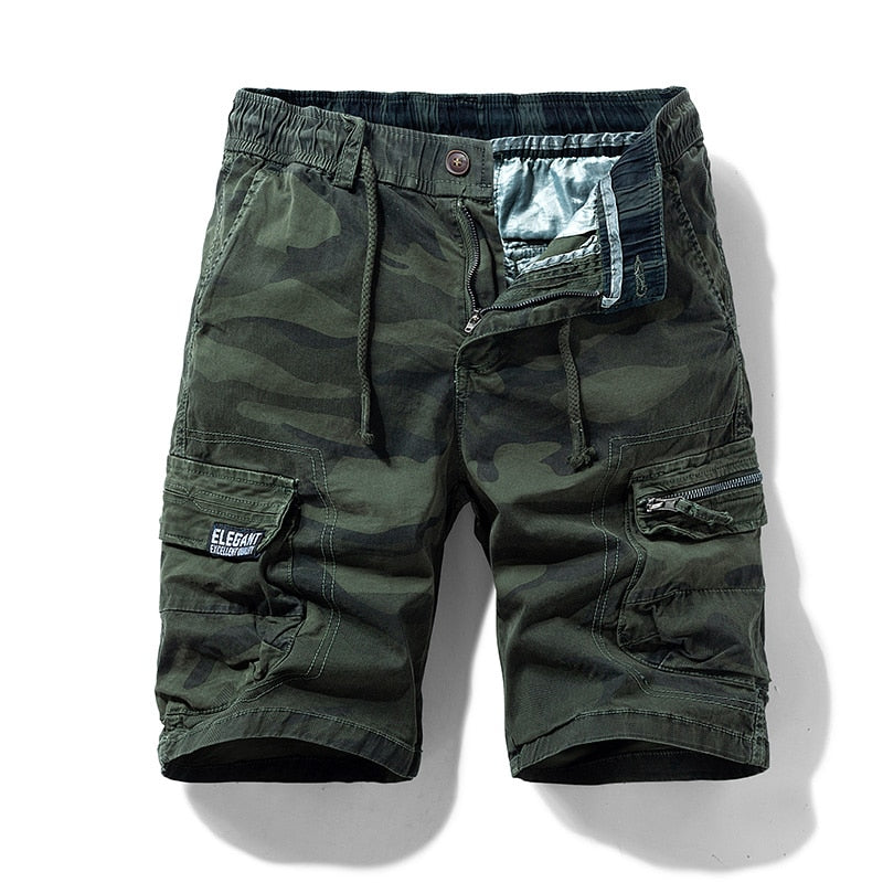 Men's Camo Cotton Cargo Shorts - Alessio