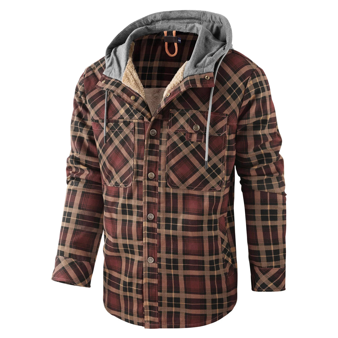 Men's Checked Hooded Flannel Overshirt - Lewis