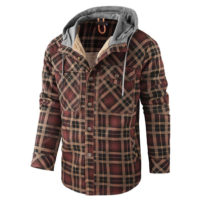 Men's Checked Hooded Flannel Overshirt - Lewis