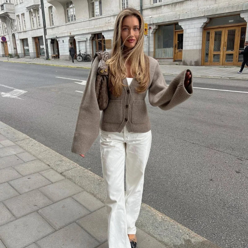 Women's Wool Blend V-Neck Cardigan - Norah