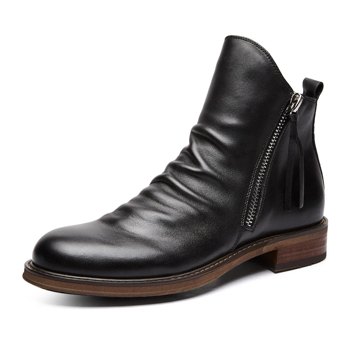 Men's leather ankle boots with side zipper - Alex