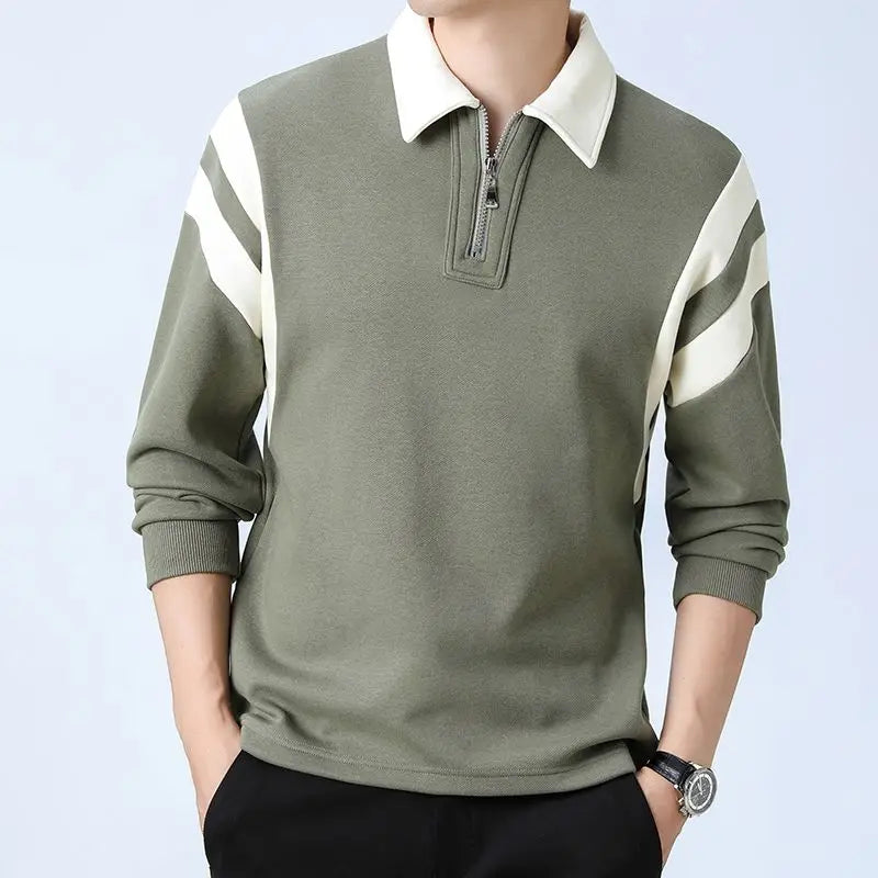 Spliced sweater with half zipper - Eloy