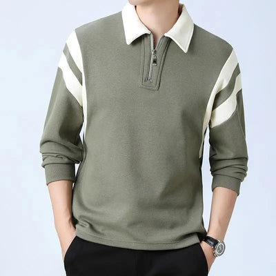 Spliced sweater with half zipper - Eloy