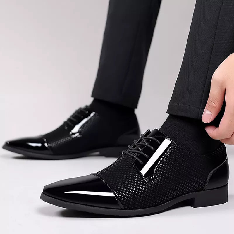 Elegant rhinestone leather shoes for men