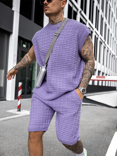 High-quality knitted men's leisure set for the summer