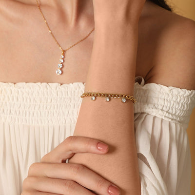 Signature Stones bracelet 14K gold-plated