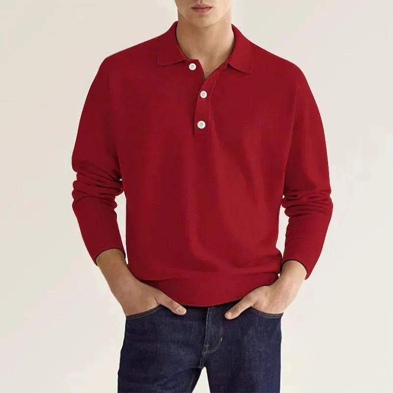 Classic long-sleeved polo shirt for men