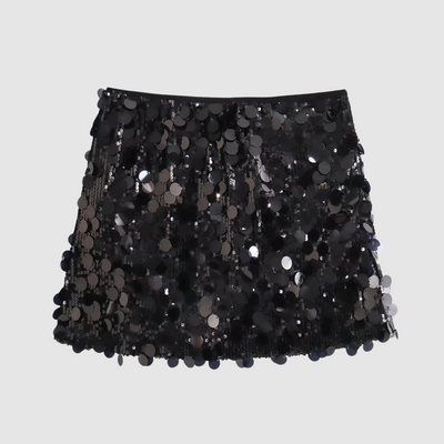 Elegant miniskirt with sparkling sequins, perfect for a glamorous party look